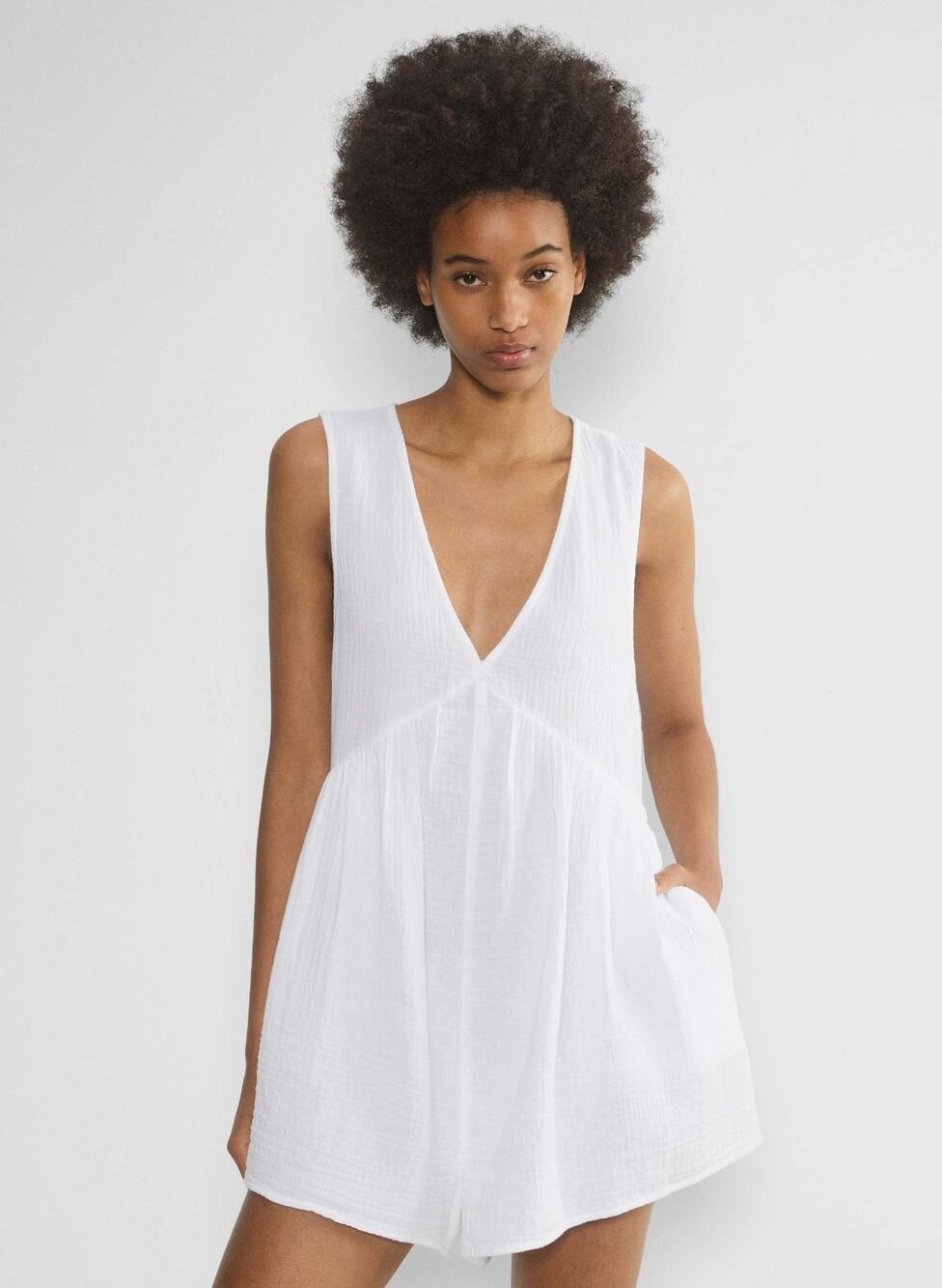 Aritzia Little Moon Elysium AirPlush White Cotton Romper XS